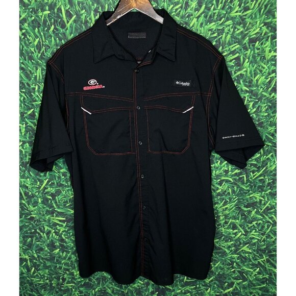 Georgia Bulldogs UGA Dawgs Columbia PFG Button Front Short Sleeve Shirt Men’s XL - Picture 2 of 4